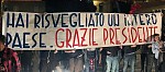 Lo striscione dedicato dagli Ultras al Presidente Beleggia